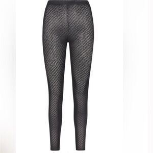 SKIMS Signature Logo Print Foil Mesh Black Shimmer Leggings